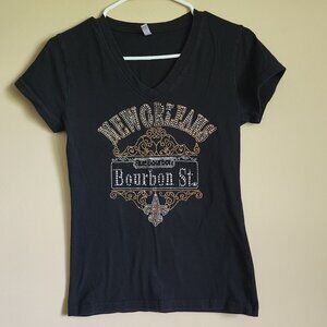 Classic - New Orleans Bourbon St. Bling Rhinestone T-Shirt Size Large
